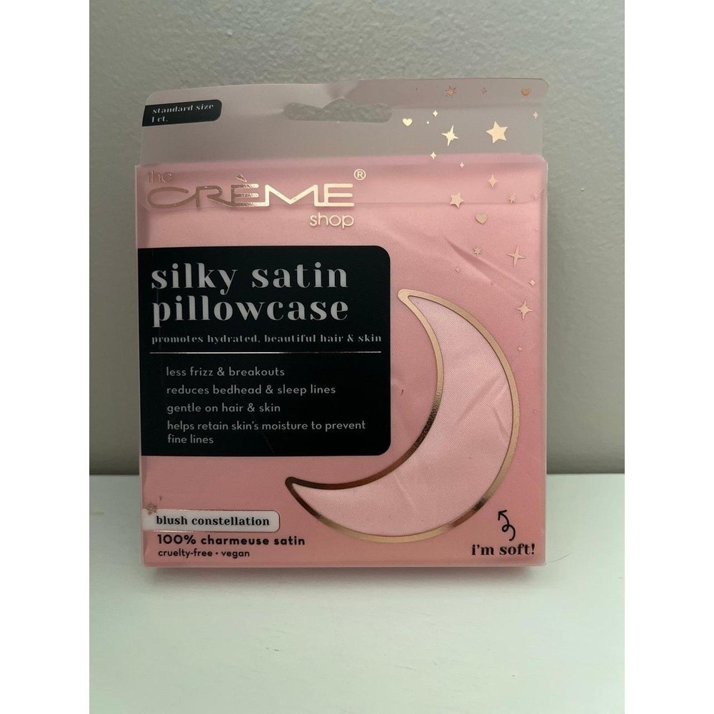 The Crème Shop Silky Satin Pillowcase - Blush Constellation - Standard Size NEW